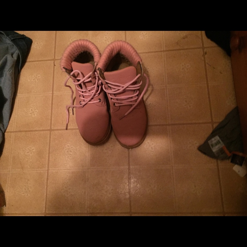 Pink work boots